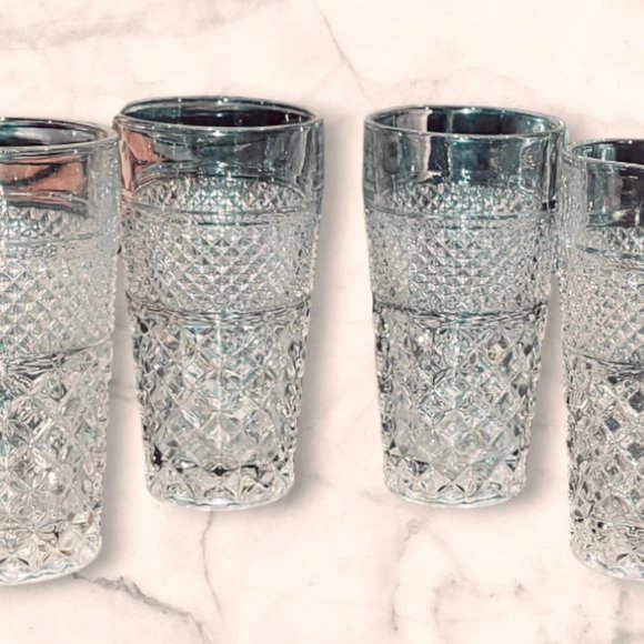 6" Vintage ANCHOR HOCKING Wexford Tumbler Glass Set of 4 - Picture 2 of 4